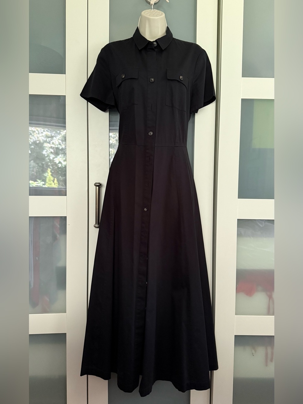 J. Jill Black Maxi Utility Short-Sleeve Shirtdress Medium